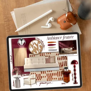 IPad posé montrant le moodboard à réaliser dans cette formation Procreate